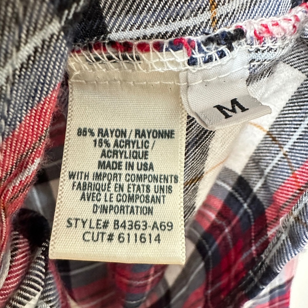 Bella Dahl Plaid Flannel Tie Front Shirt Womens Medium Red Grunge Cabincore - Picture 6 of 9
